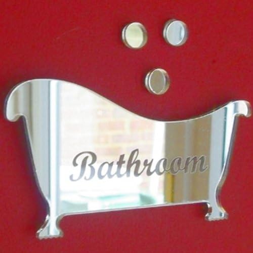 Super Cool Creations Engraved Bath & Bubbles Mirror Bathroom Door Sign - 35cm x 18cm