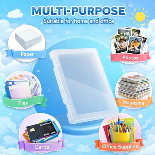 Image of Klick n shop A4 Clear File Storage Box Transparent Plastic Document Organizer with Secure Latching Lid, Stackable Paper Holder for Office, School & Home Use (Pack of 2)