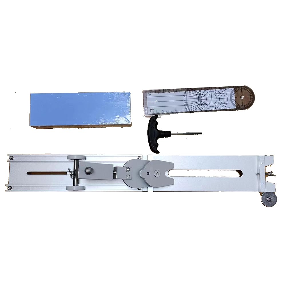 Affilatrice Ad Angolo Fisso, Affilatrice Manuale per Coltelli Domestici con Goniometro e Telaio in Alluminio con Pietra per Affilare in Corindone Bianco