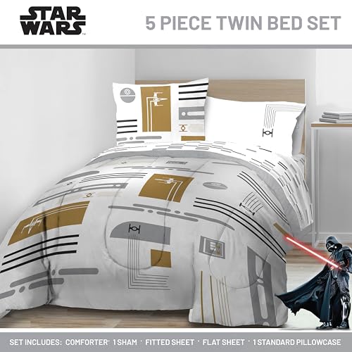 Image of Jay Franco Star Wars Twin Comforter Set 5 Piece Soft Modern Bedding, White
