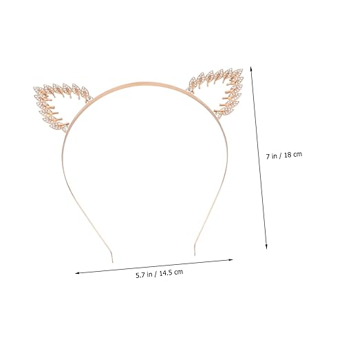 Miniatura 2 de Diadema de orejas de gato huecas con diamantes de imitación para Halloween, con hojas de cristal, accesorio para la cabeza, decoración diaria para