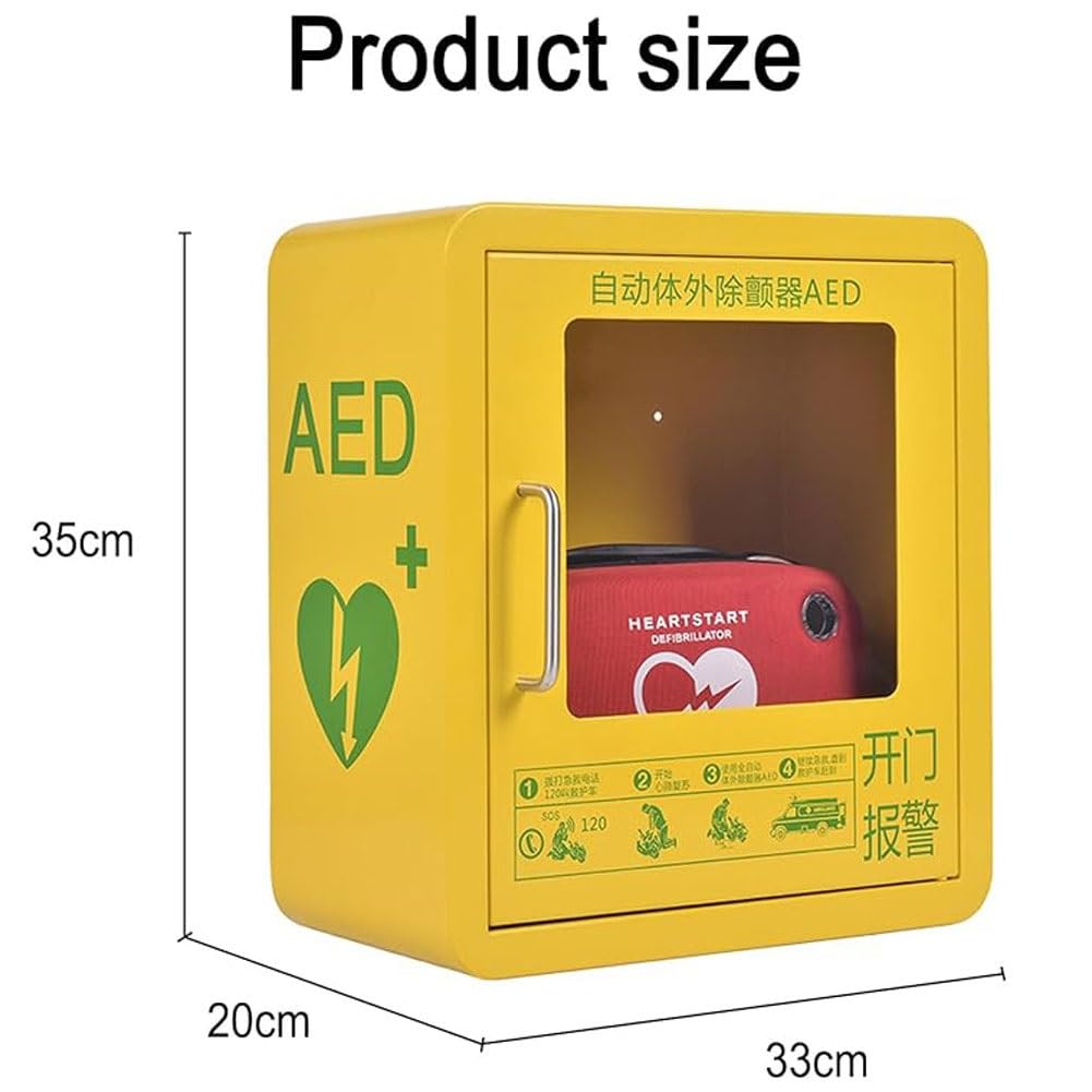 Armoire de rangement for défibrillateur AED, boîte d'alarme de défibrillation AED murale en acier, conception à coins arrondis for une plus grande sécurité, facile à installer, for les lieux publics