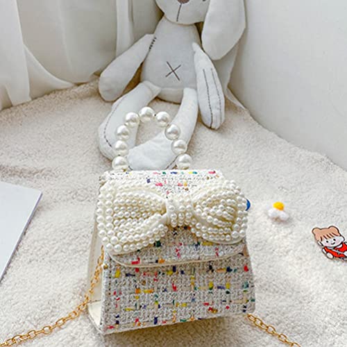 PACKOVE Bolsa transversal para meninas com flores de pérolas, mini bolsas de ombro fofas de princesa
