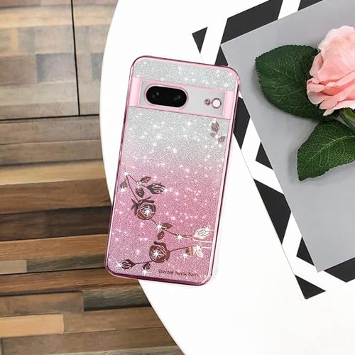 Coque Google Pixel 8 design mignon de luxe paillettes fleurs transparentes - 5