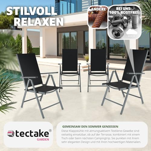 Gartenstuhl Tectake Aluminium 4er Set Klappstuhl für Garten und Balkon
