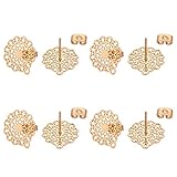 UNICRAFTALE 20 Pieza de Aretes de Flores Doradas 304 componentes de Filigrana de Acero Inoxidable con Tapones de Mariposa Tuercas de Oreja de 0.7 mm Pendientes de Pasador para Hacer Joyas 16x14 mm
