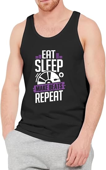Mens Tank Top,Make Beats DJ Repeat,Summer Undershirt Sleeveless Shirts Muscle Tops