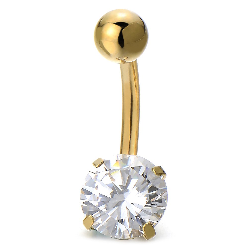 COOLSTEELANDBEYOND Acero Quirúrgico Joyas para el Cuerpo Piercing Ombligo Vientre Botón Anillo Barbells con Circonio Cúbico