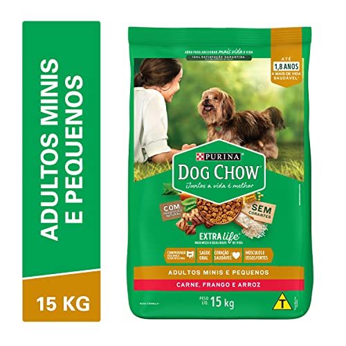 Purina Dog Chow Ração Adulto Raças Pequenas Frango e Arroz - 15kg para Todas Pequeno Adulto - Sabor