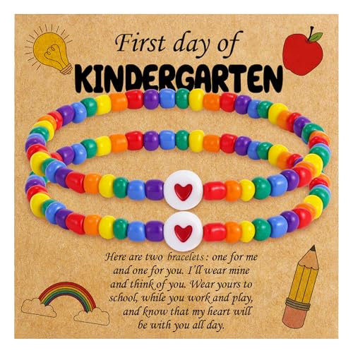 C-leen First Day of Kindergarten Gifts, Cute Colorful Bead First Day of Kindergarten Bracelets for Mom And Daughter