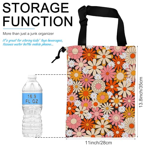 Image of Car Trash Bag Vintage Groovy Flowers Car Garbage Bag Hanging Car Trash Can