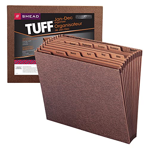 Smead TUFF Genişleyen Dosya, Aylık (Ocak-Aralık), 12 Cep, Mektup Boyutu, Redrope-Baskılı Stok (70488)