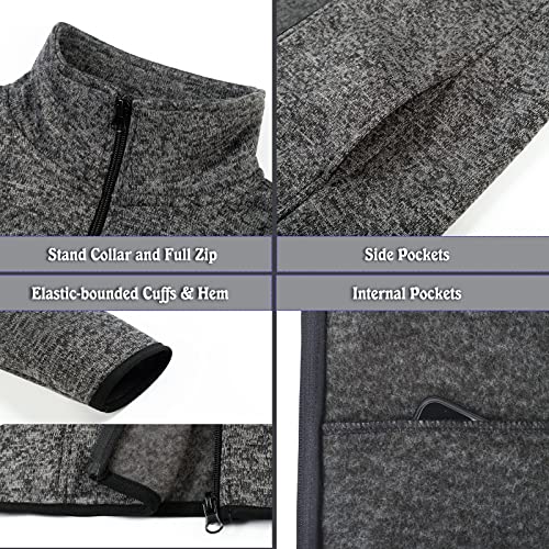 Image of Dolcevida Women's Long Sleeve Sweater Fleece Zip Up Speckled Jacket with Pockets