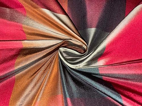Tissu taffetas de soie plaids multi couleur TAF#C24 largeur 54 pouces