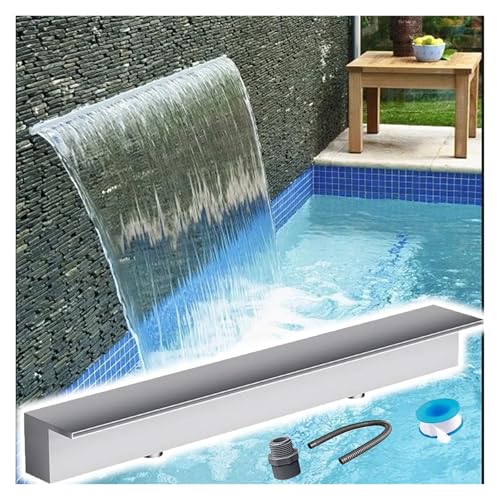 Kit de déversoir pour cascade de bassin anti-fuite avec caisson en acier et tuyaux pour fontaine