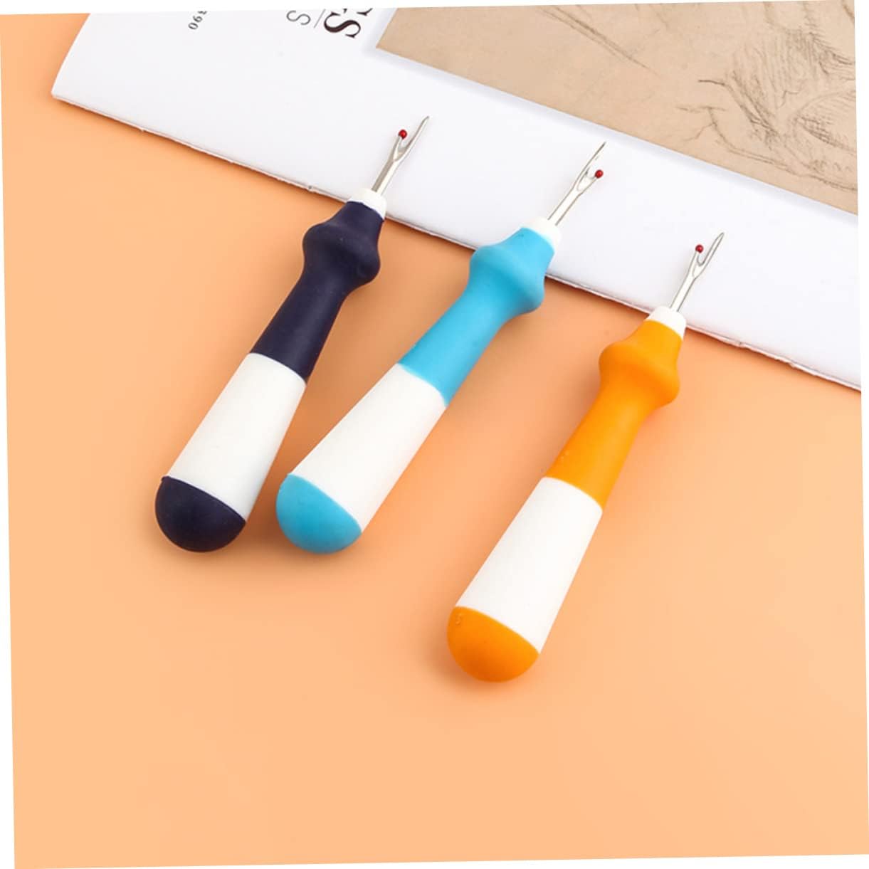 SHINEOFI 2sets Heavy Duty Embroidery Removal Tools Ergonomic Seam Rippers for Quick Stitch Unpicking Portable Thread Cutter for Tailoring and DIY Crafting 4pcs*2