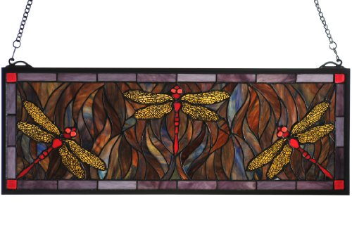 Meyda Tiffany 48091 Tiffany Dragonfly Trio Stained Glass Window, 28