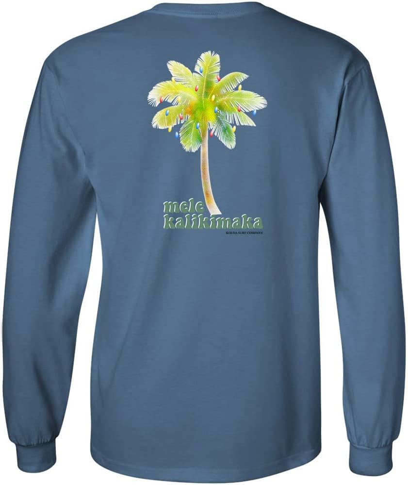 Koloa Men's Christmas Palm Logo Long Sleeve Tees in Regular Big and Tall