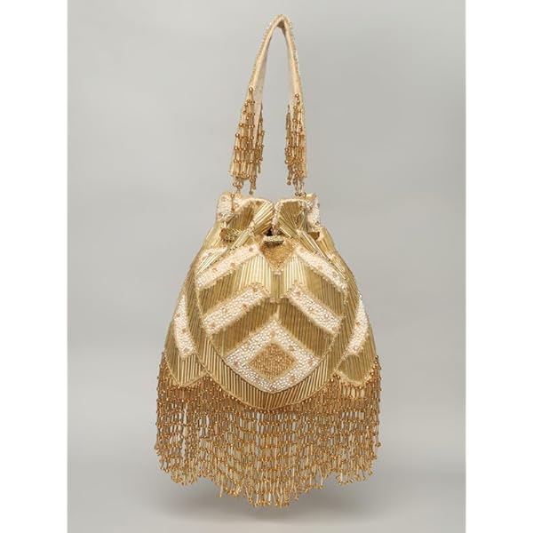 QAIDA FASHION Handcrafted Silk Potli Bag - Traditional Design with Embellishments - Image 4