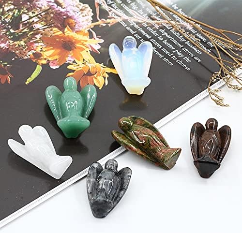 Natural Green Aventurine Crystal Guardian Angel, Pocket Angel Figurines for Reiki Healing 1.5"