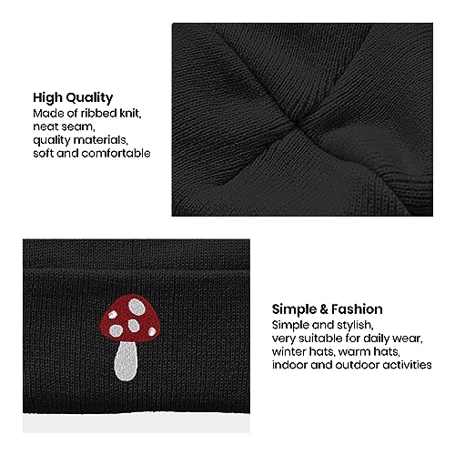 Image of Embroidery Goth Beanie Knit Hats for Men & Women, Embroidery Winter Hats Skull Cap