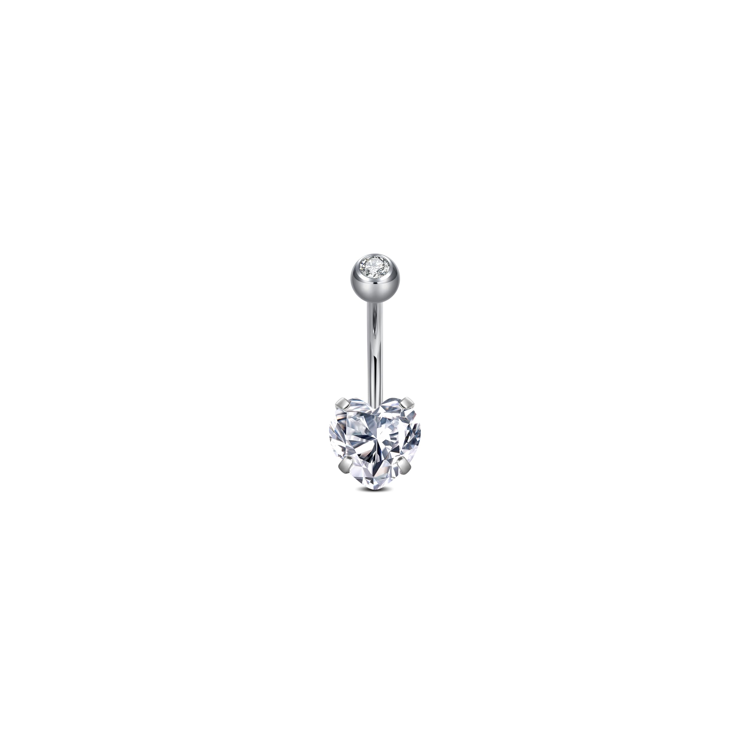 Kolczyk do pępka w kształcie serca z tytanu 8 mm 10 mm 12 mm 14 mm 16 mm gwint wewnętrzny 14 G srebrny bananabells piercing do pępka biżuteria różowy tytan G23 kolczyk do pępka Naval Bar Clear CZ