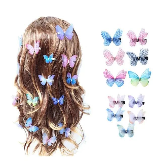 Diversa Fabric Butterfly Hairclips Assorted Colorful Fancy Design Stylish Glittery Pins Fashion Hair Accessories for Girls & Women- Multicolor, (Pack of 12) Diversa Fabric Butterfly Hairclips Assorted Colorful Fancy Design Stylish Glittery Pins Fashion Hair Accessories for Girls & Women- Multicolor, (Pack of 12)