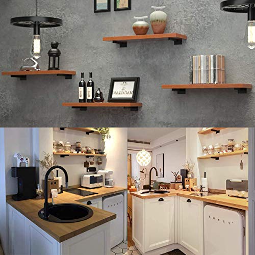 Classic Shelf Bracket 6 Inch Anti-Rust Solid Matte Black Well-Made Hidden Shelf Brackets Wrought Iron Style Wall Mental Brace For Diy (6-Pack Hardware Only) #TOP5