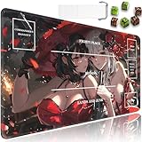 JVGFYNKL for MTG Playmat, 24 x 14 in for TCG Playmat with Zones, Trading Card Game Playmats with Storage Bag and 6 Dice, for MTG Table Mat Card Accessories, Anime Sexy Maid Black