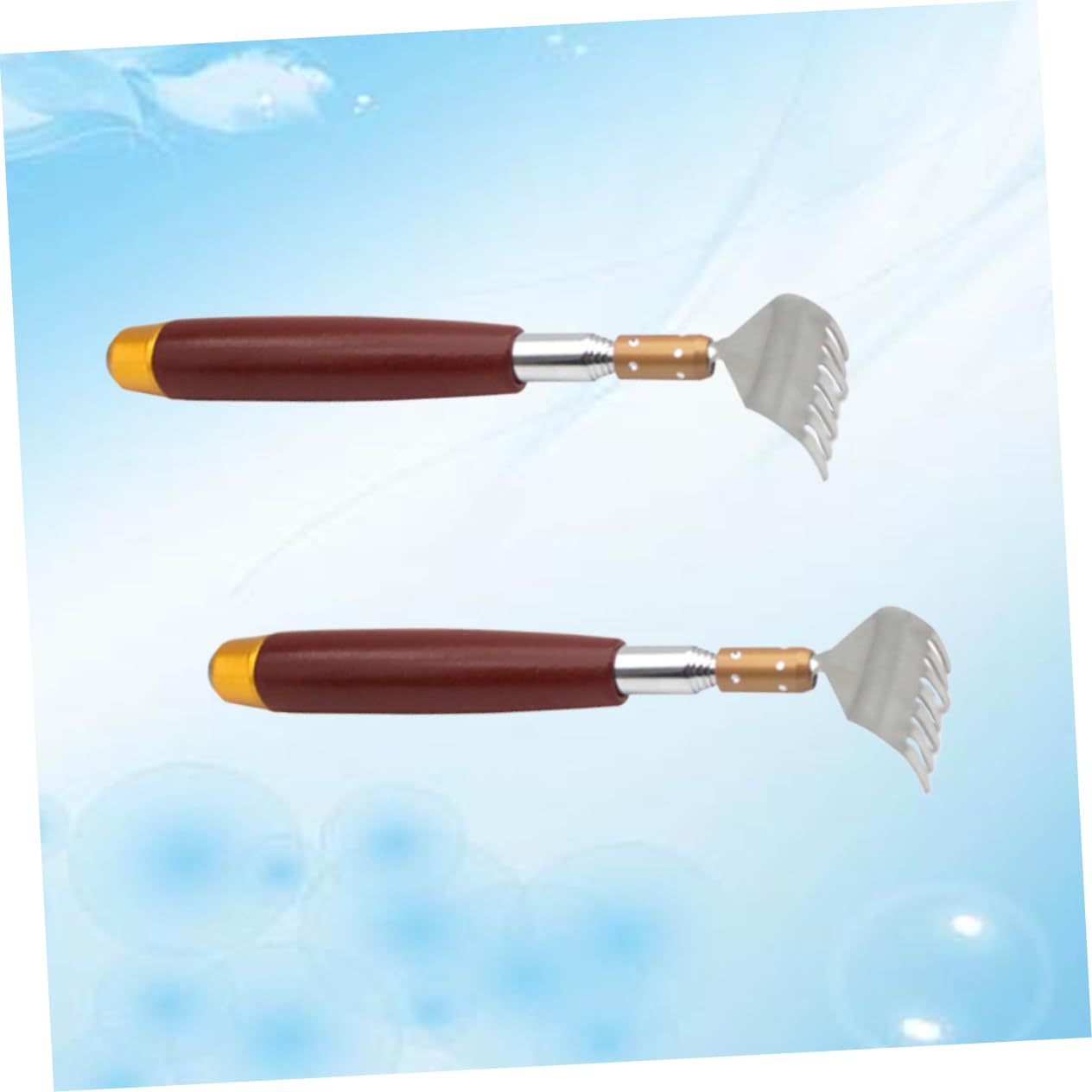 2 piezas de rascador de espalda elástico, rascador de espalda de mano, herramienta raspadora, rascador de acero inoxidable, herramientas para hombres, masajeador de cosquillas, hombre de madera