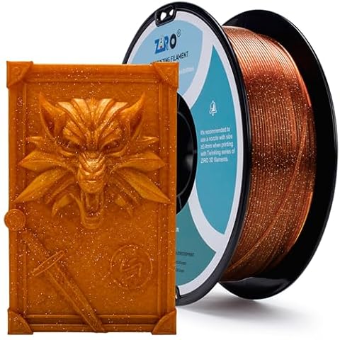 ZIRO Glitter PLA Filament 1.75mm, Twinkling 3D Printer Filament PLA 1kg (2.2lbs), Dimensional Accuracy +/- 0.03mm, Twinkling Caramel