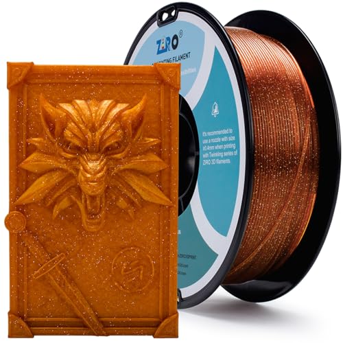 Image of ZIRO Sparkle PLA Filament 1.75mm, Shiny Glitter with Transluent PLA Base, Twinkling 3D Printer Filament, Galaxy Colorful Printing Material,1kg Spool, Fit Most 3D Printers, Twinkling Caramel