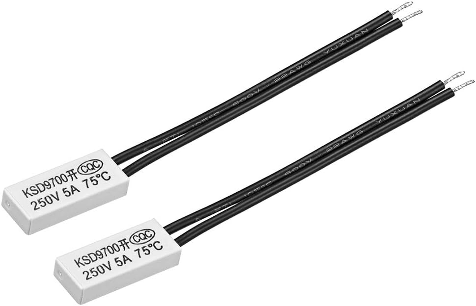 uxcell KSD9700 Thermostat, 75℃ Normally Open Temperature Switch, N.O 5A