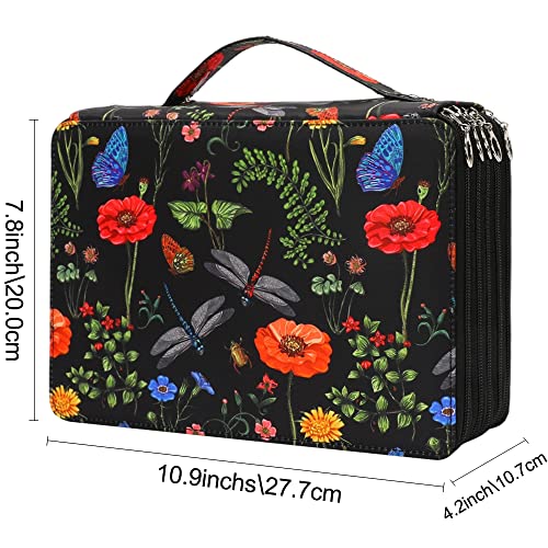 Image of Vomgomfom Colored Pencil Case - 252 Slots Pencil Holder with Zipper Closure Twill Fabric Large Capacity Pencil Case for Watercolor Pens or Markers, Pencil Case Organizer for Artist (Black)