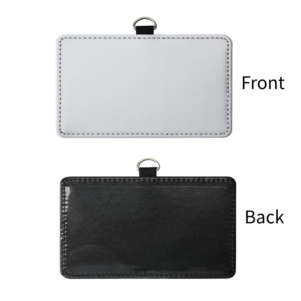 30 Pack Sublimation Blank PU Leather ID Badge Holder DIY Heat Transfer Print Horizontal ID Card Holders for Badges Waterproof Name Tag Holders for Coach Office Employees Students - Image 2