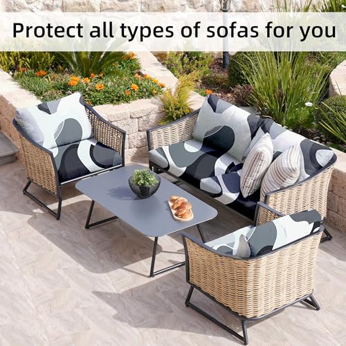 Image of 8Pcs Stretch Patio Cushion Covers,Outdoor Couch Covers Replacement,Outdoor Couch & Sofa Slipcovers,for Patio Furniture Cushion Covers,Washable Reusable urniture Protector(Black Camouflage,8PCS)