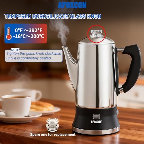 APOXCON 12-Cup Stainless Steel Percolator