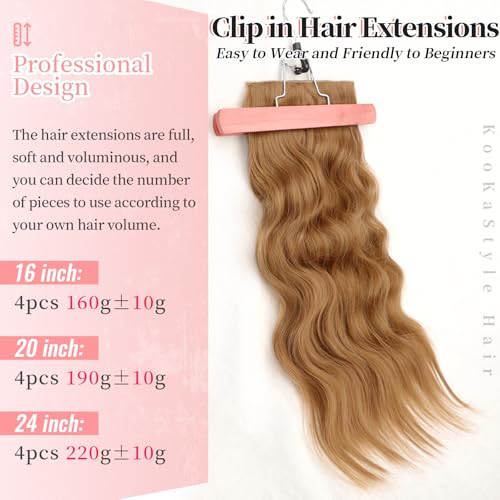 Image of KooKaStyle Wavy Thick Clip in Hair Extensions 20 inch Auburn Brown