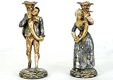Candelabro Sukima Decor Figura con Diseño Pareja Medieval Candelabro, Resina, Multicolor, 28 cm