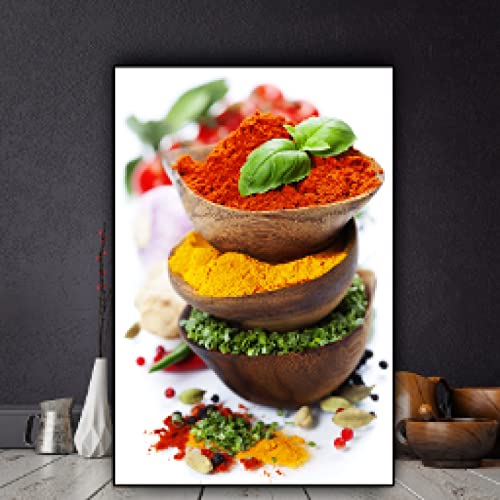 Toile art peinture grains épices cuisine 80x110cm affiche murale restaurant sans cadre