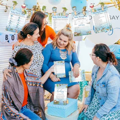 Image of Patelai 321 Pcs Fishing Don't Say Baby Shower Game Supplies for Boys 5 Games Include 250 Activity Cards 1 Don't Say Baby Sign 50 Clothespins 20 Pencils for Price Is Right Prediction Bingo Game Party