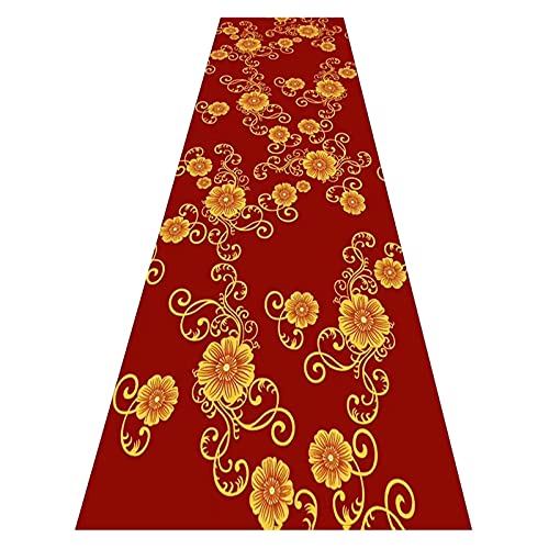 Tapis de passage moderne et facile à nettoyer en polyester résistant rouge - 2
