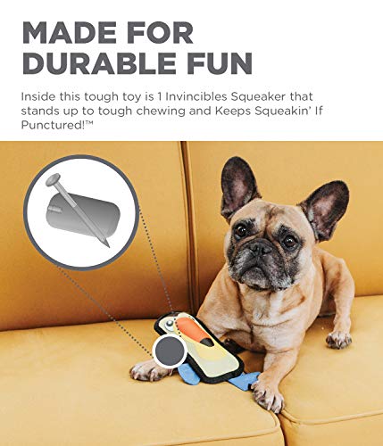 Outward Hound Fire Biterz Toucan Plush Firehose Material Interactive Dog Toy, Small #TOP4