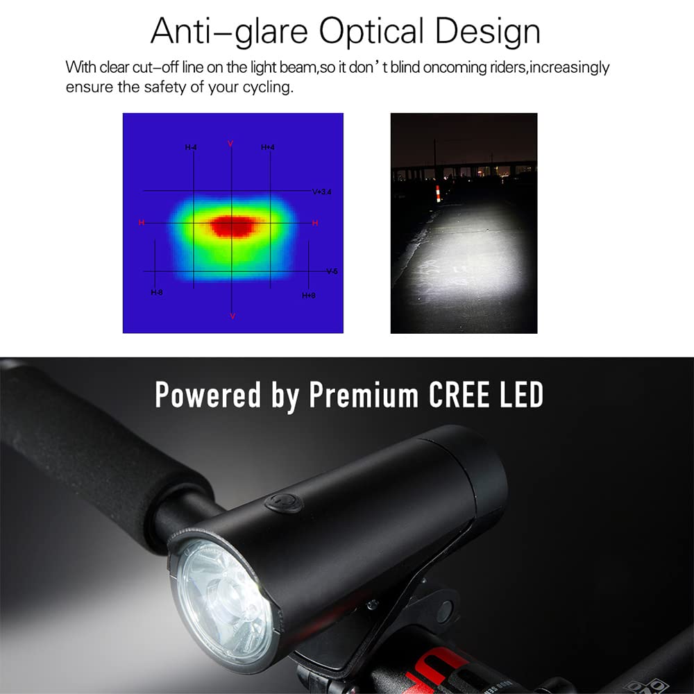 TIORU USB Ricaricabile Bike Light Set Ultra-Compact Design LED Luce della Bicicletta Fit Tutte Le Biciclette