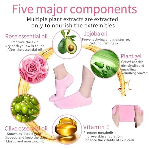 Image of UNIDSC Silicone Gel Socks for Women & Men - Heavy Quality Big Size Spa Socks with Vitamin E, Heel Crack Repair and Foot Hydration Therapy (Pink)