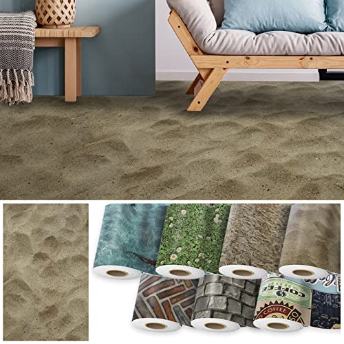 Floordirekt Revêtement CV Moonlight 3D - Découpe - Vente au mètre - Revêtement de sol en PVC Longueur sur mesure avec effet 3D (200 x 350 cm, Sable)