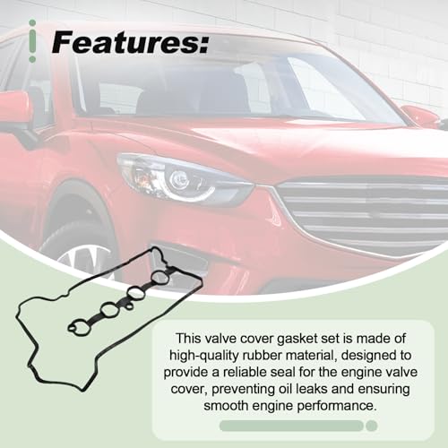Image of Rubber Engine Valve Cover Gasket Compatible with 2012-2018 Mazda 3 2013-2016 CX-5 2016-2020 CX-3 Replace PE01-10-235