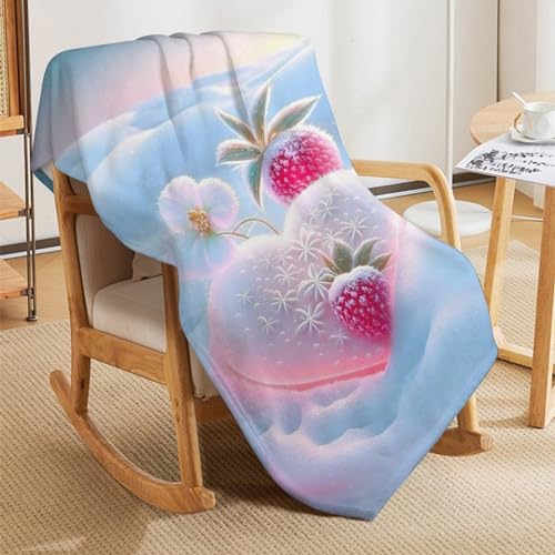 Couverture fraise 3D de qualité supérieure en flanelle de polaire 180x200