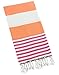 Swan Comfort 100% Cotton Pestemal Turkish Bath Towel, 39" x 70" - Orange - Pink