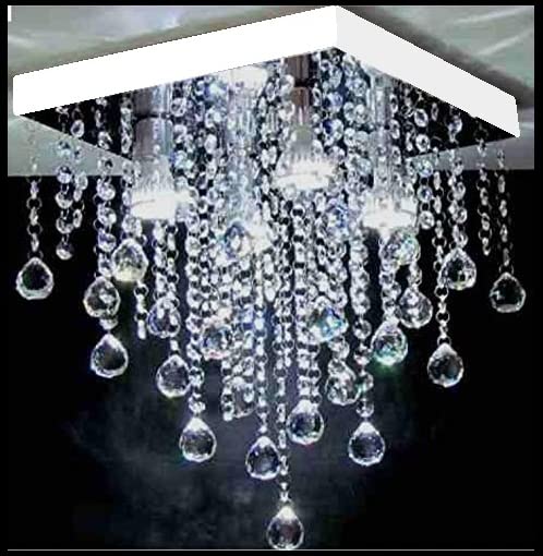 CRYSTA WORLD 4-Lights Modern Chandelier K9 Crystal Chandelier Light Fixture,Modern Flush Mount Ceiling Light Fixtures Raindrop Chandelier for Bedroom,Dining Room,Living Room,H10 x D14-picture-11